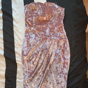 Strapless Mauve Velvet Mini Dress